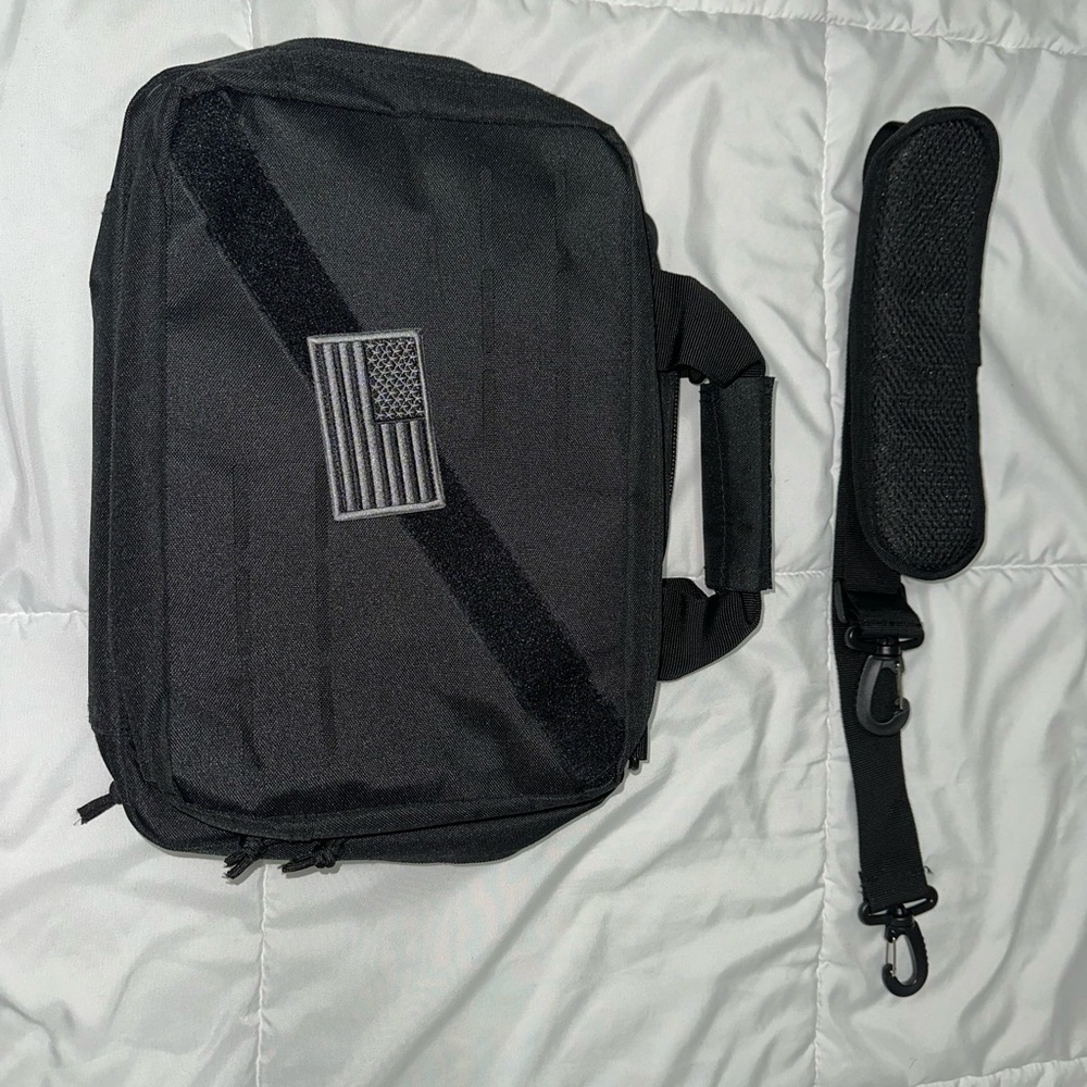 Black Tactical Shoulder Bag with Flag Patch